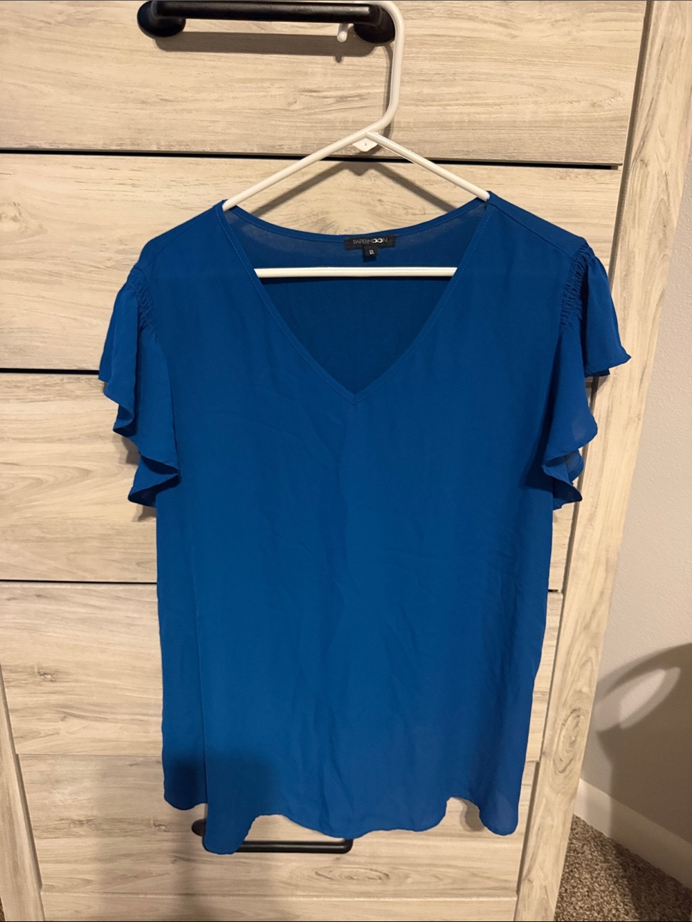 Papermoon Royal Blue V-Neck Flutter Sleeve Blouse